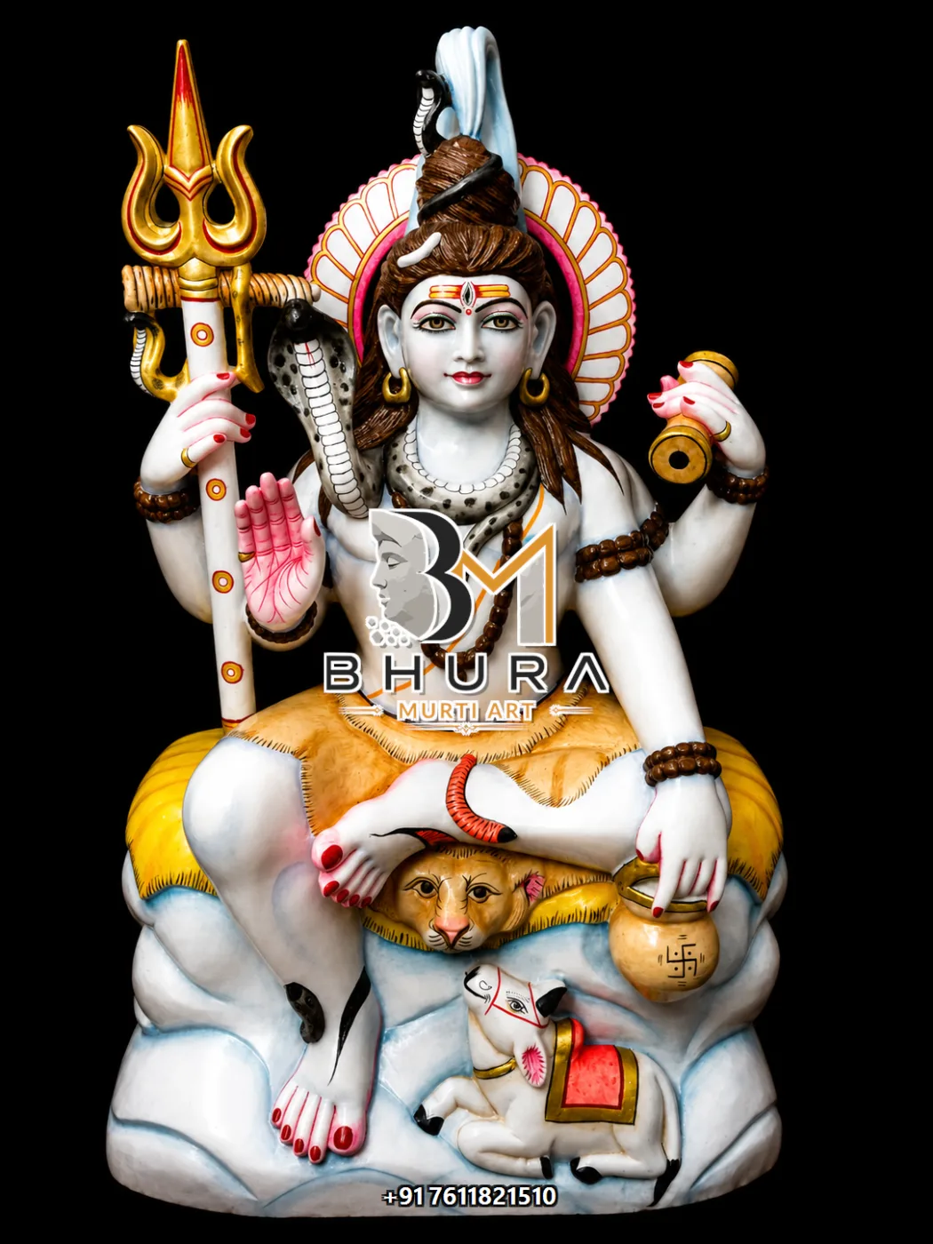 Mahadev Meditation Shiv Shankar Marble Statue Collection - handcrafted marble design view 4