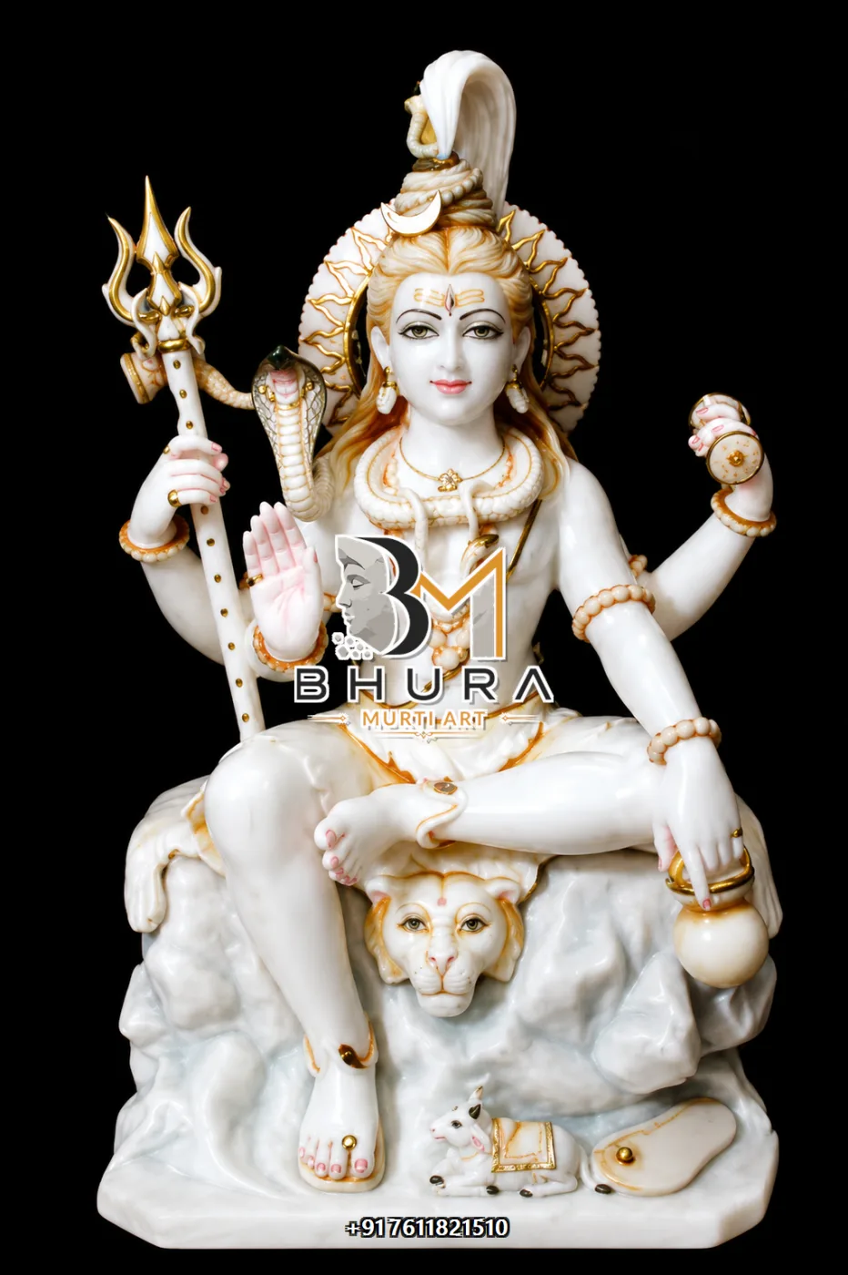 Kailash Shiv Shankar Marble Statue Collection - handcrafted marble design view 2