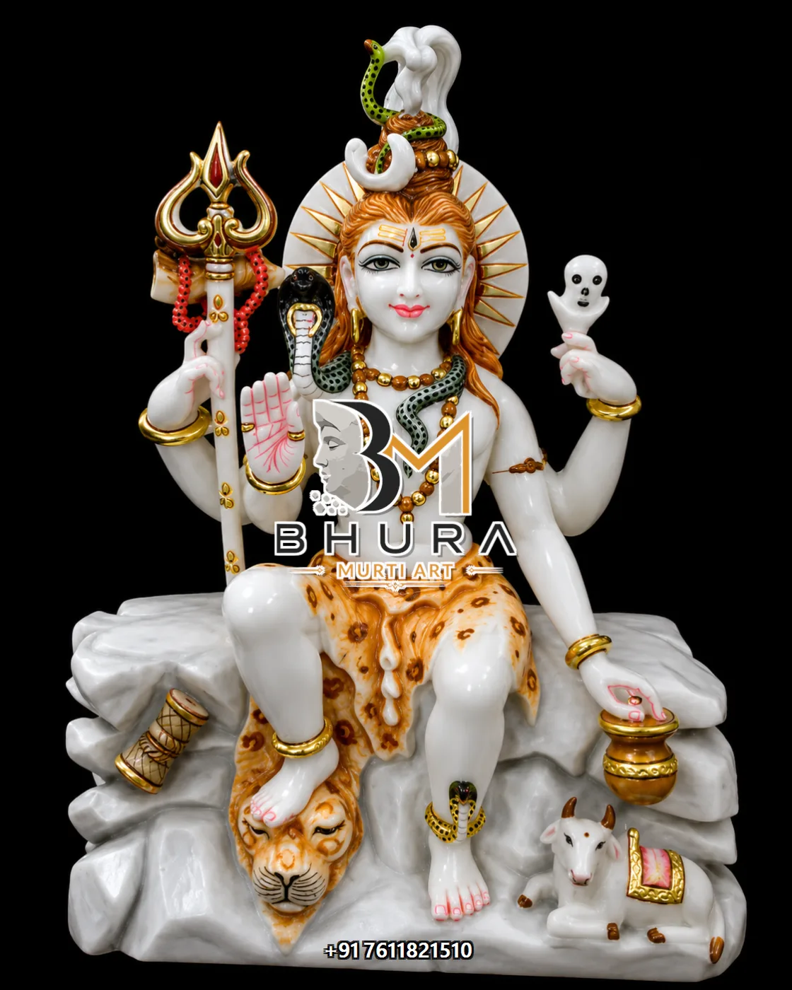 Kailash Shiv Shankar Marble Statue Collection - handcrafted marble design view 4