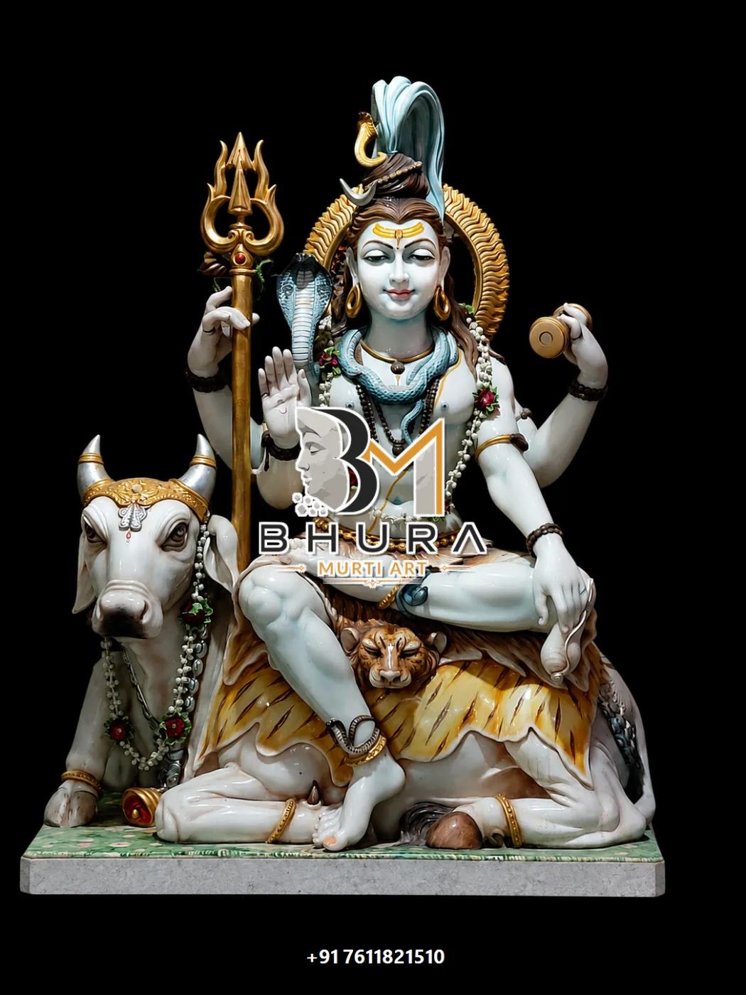 Hand-Painted Shiv Shankar Marble Statue Collection - handcrafted marble design view 2
