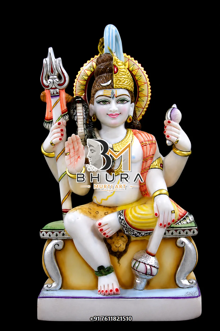 Premium Shiv Shankar Marble Statue Collection - handcrafted marble design view 3