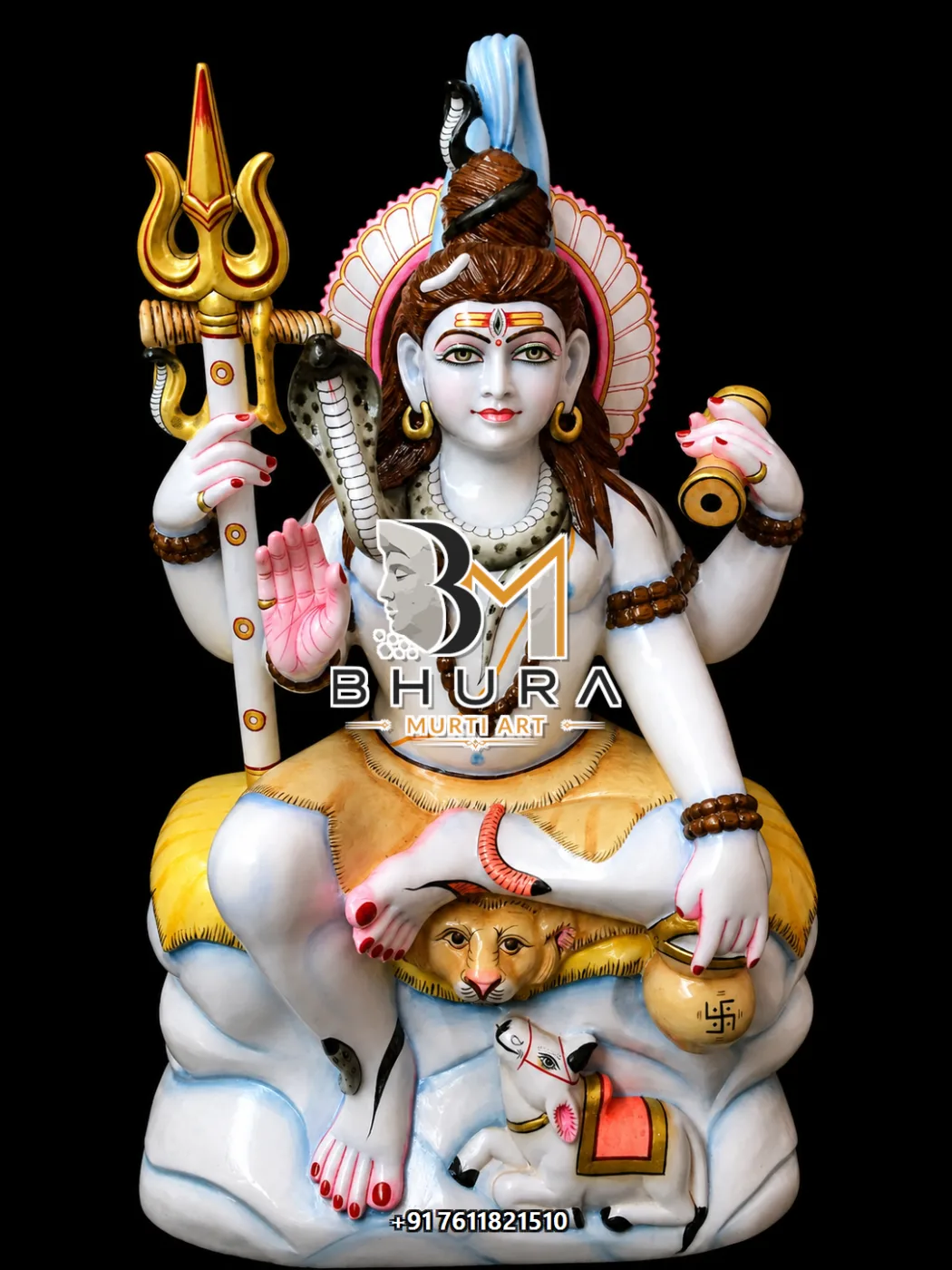 Premium Shiv Shankar Marble Statue Collection - handcrafted marble design view 4