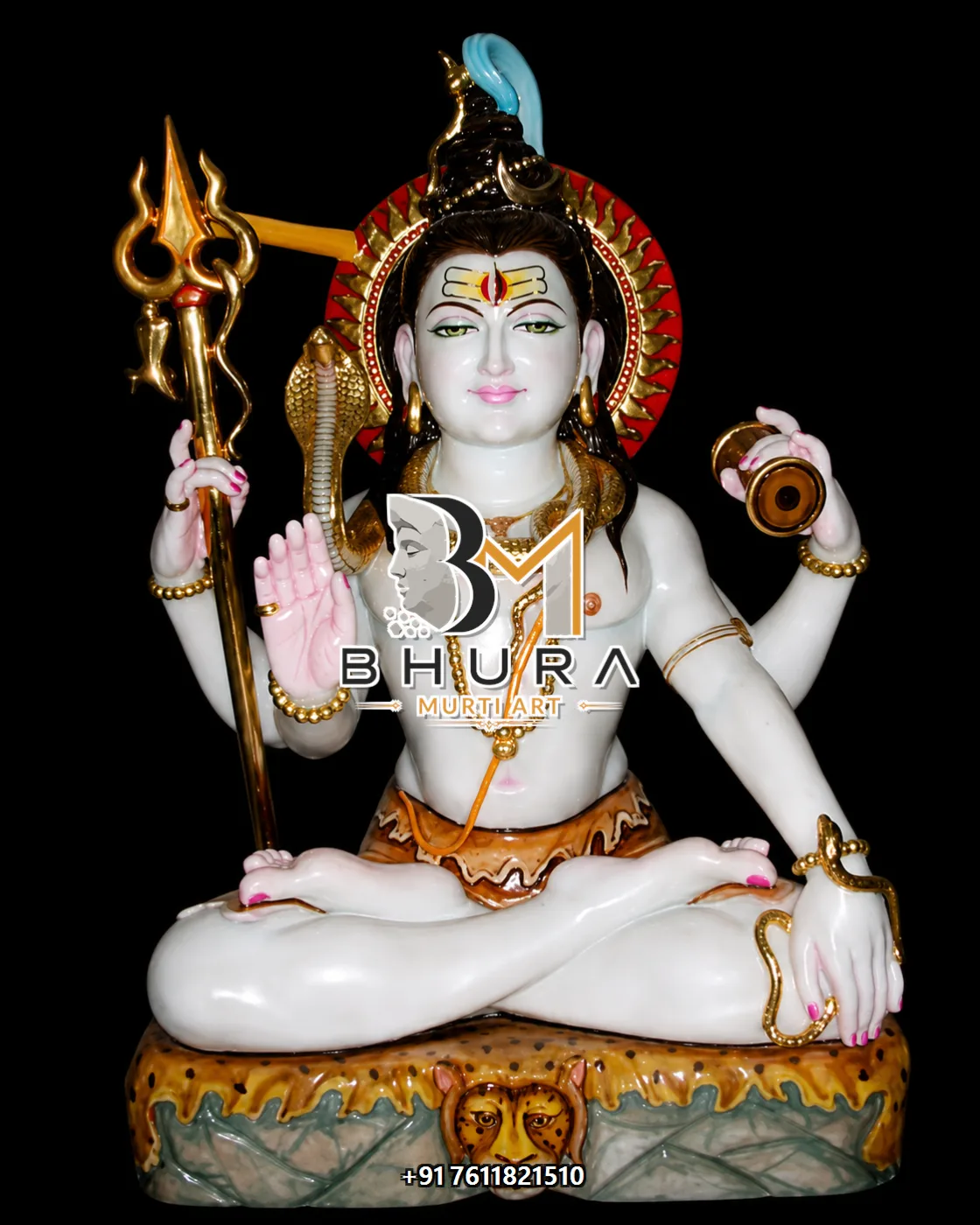 Trishul Shiv Shankar Marble Statue Collection - handcrafted marble design view 3