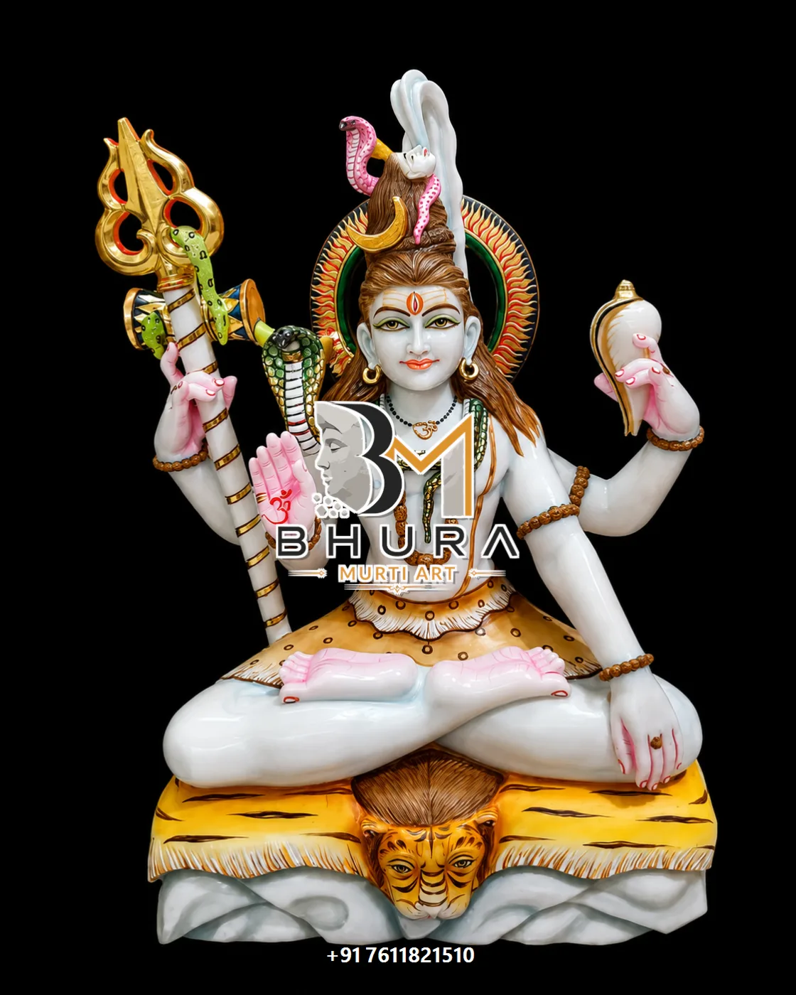Trishul Shiv Shankar Marble Statue Collection - handcrafted marble design view 4