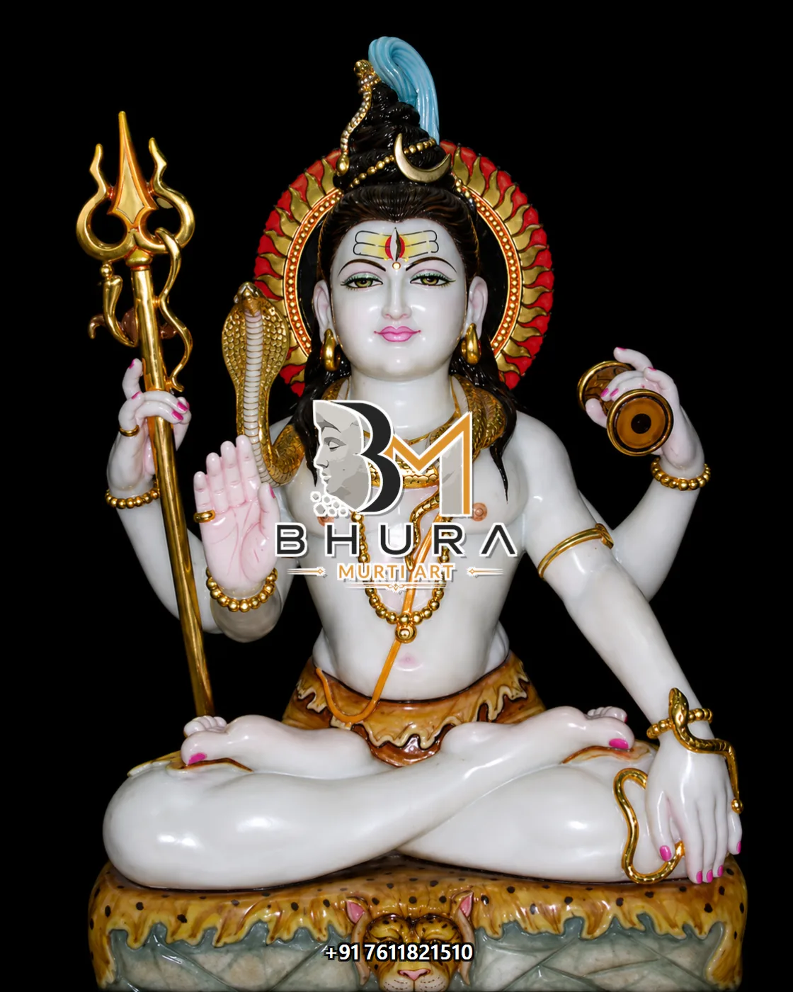 Trishul Shiv Shankar Marble Statue Collection - handcrafted marble design view 5