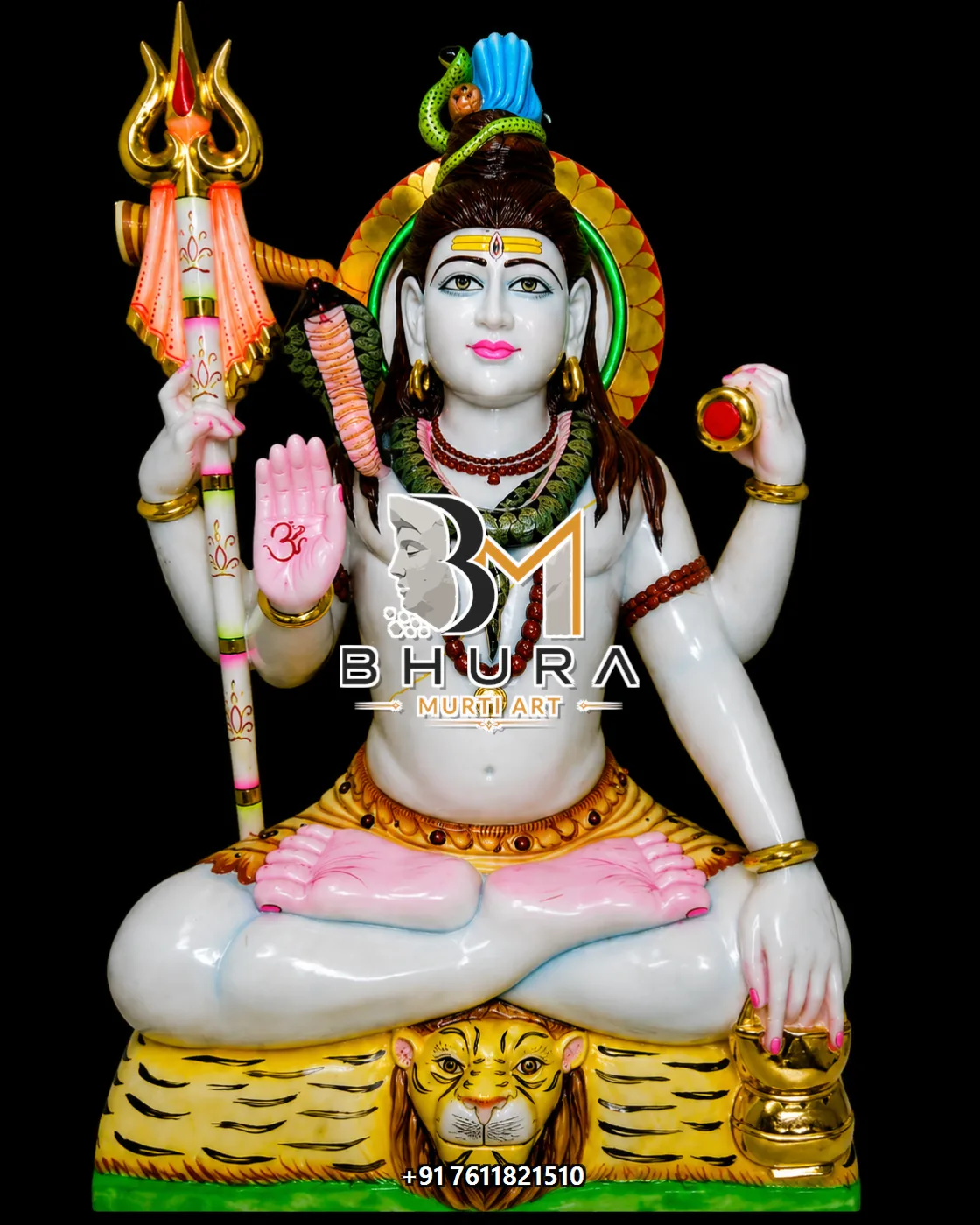 Elegant Shiv Shankar Marble Statue Collection - handcrafted marble design view 3