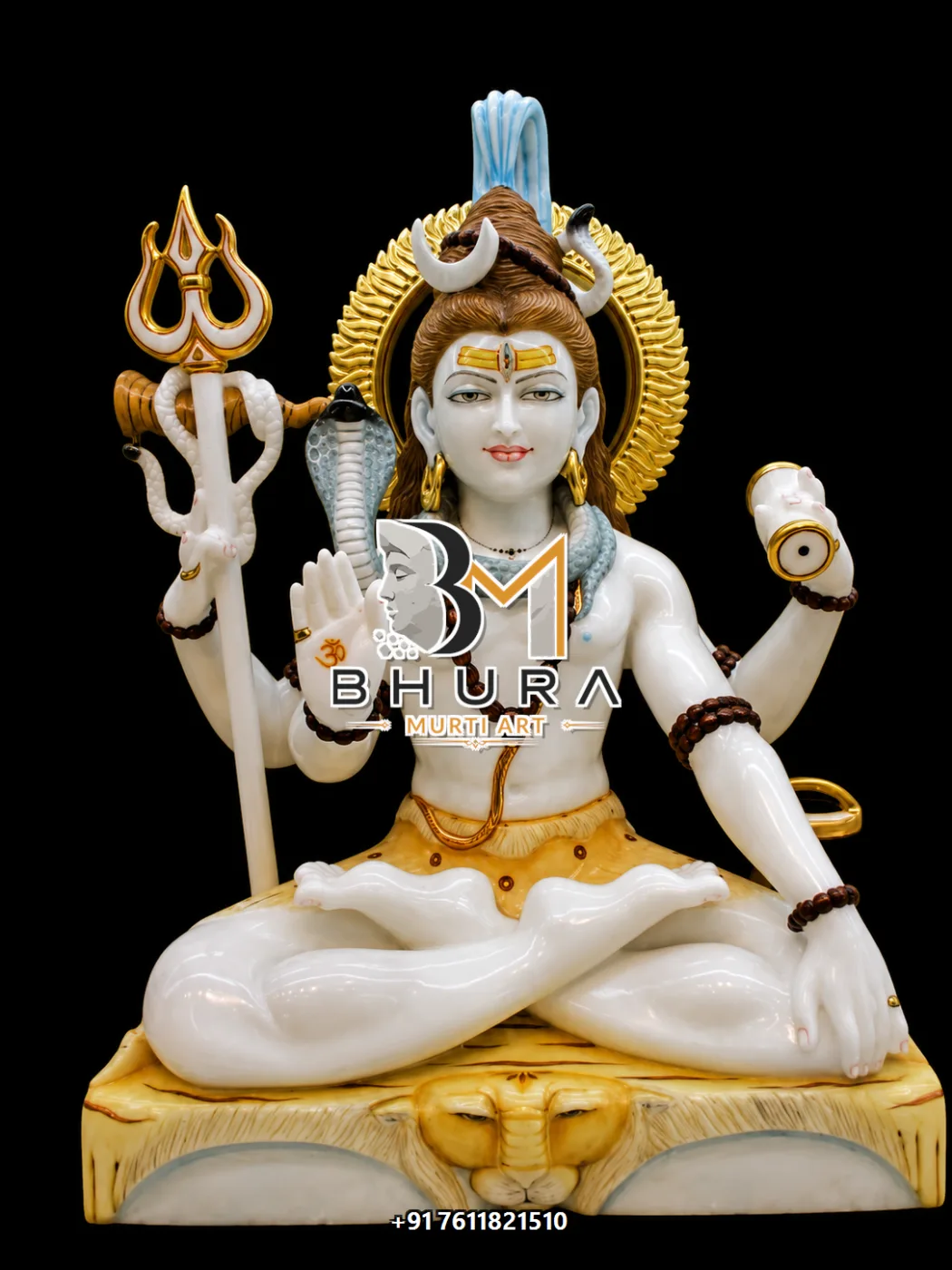 Devotional Shiv Shankar Marble Statue Collection - handcrafted marble design view 3