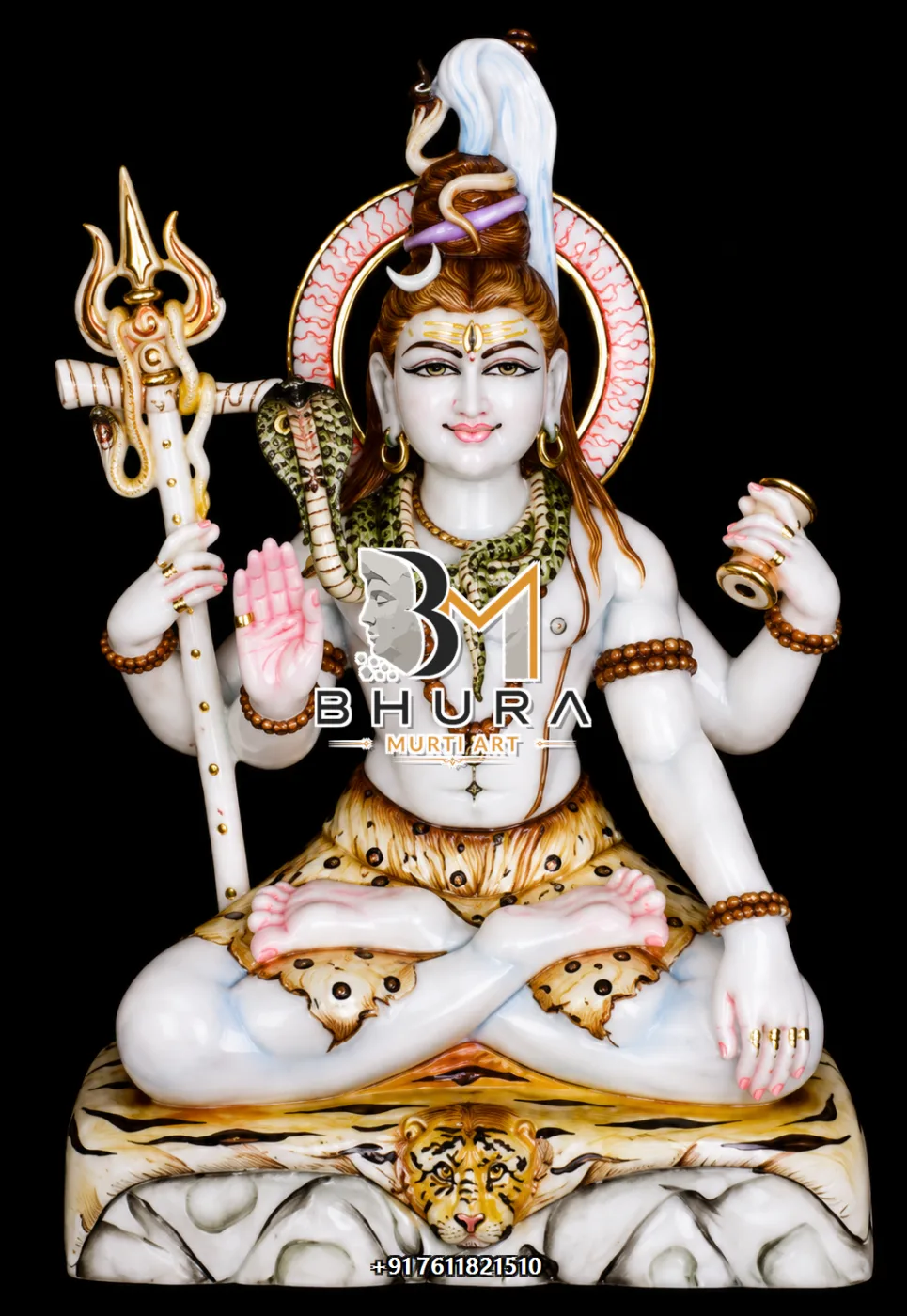 Hand-Carved Shiv Shankar Marble Statue Collection - handcrafted marble design view 3
