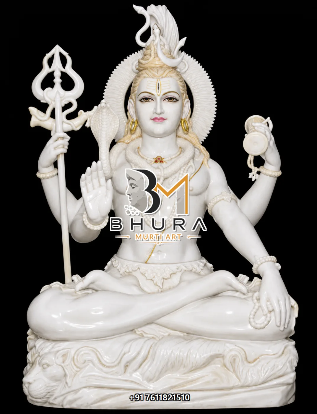 Artistic Shiv Shankar Marble Statue Collection - handcrafted marble design view 2