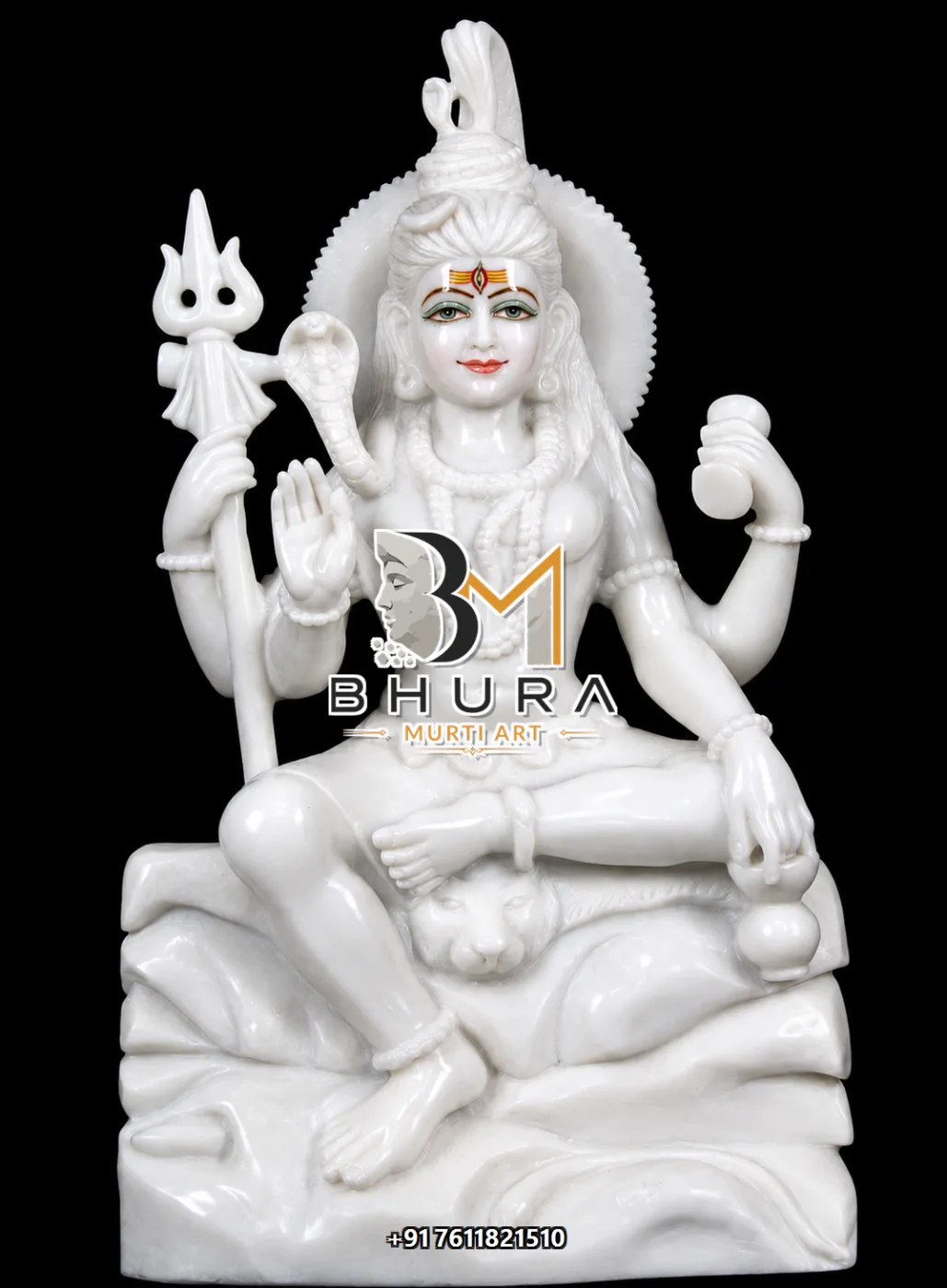 Artistic Shiv Shankar Marble Statue Collection - handcrafted marble design view 3