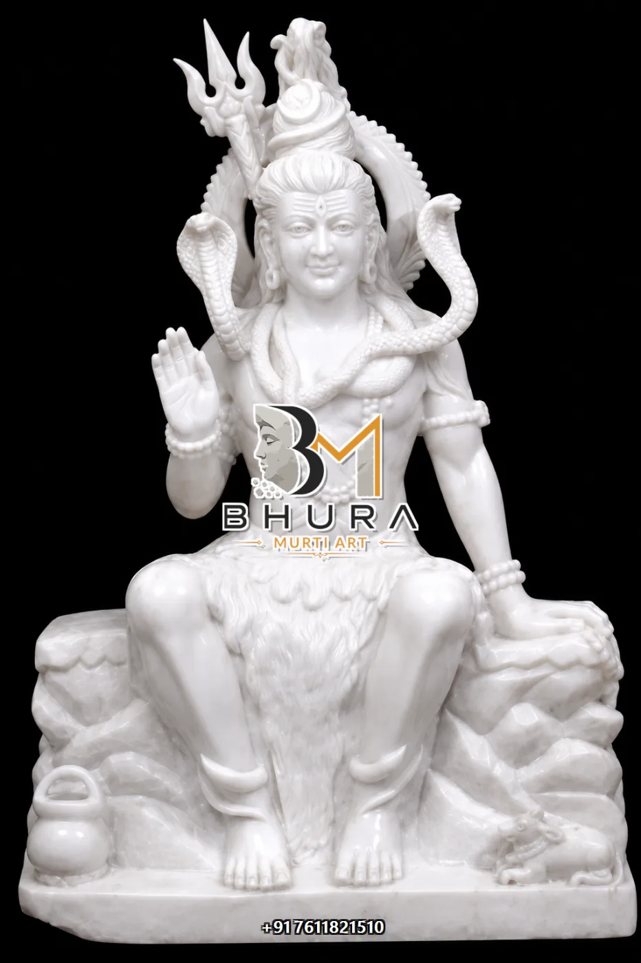 Artistic Shiv Shankar Marble Statue Collection - handcrafted marble design view 5