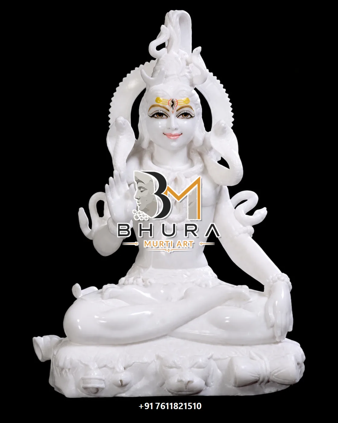 Sacred Shiv Shankar Marble Statue Collection - handcrafted marble design view 2