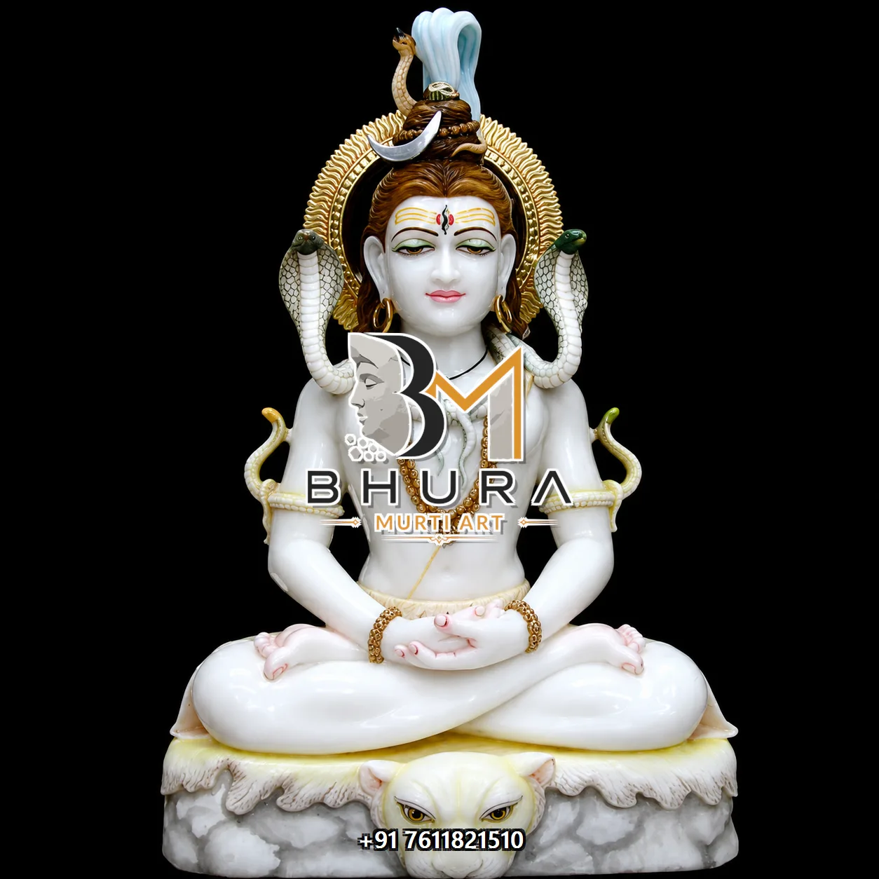 Serene Shiv Shankar Marble Statue Collection - handcrafted marble design view 3