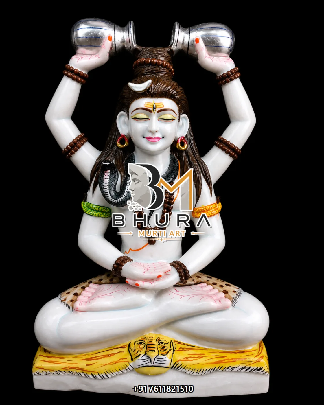 Majestic Shiv Shankar Marble Statue Collection - handcrafted marble design view 2