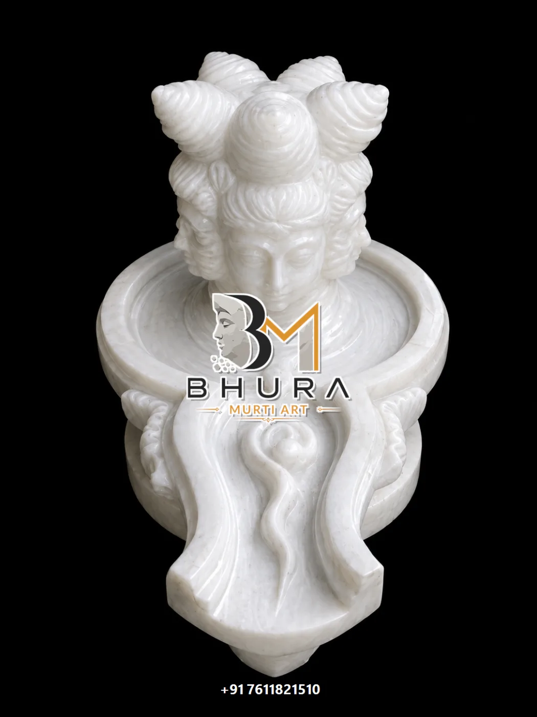 Devotional Shivling Jaladhari Statue Collection - handcrafted marble design view 2