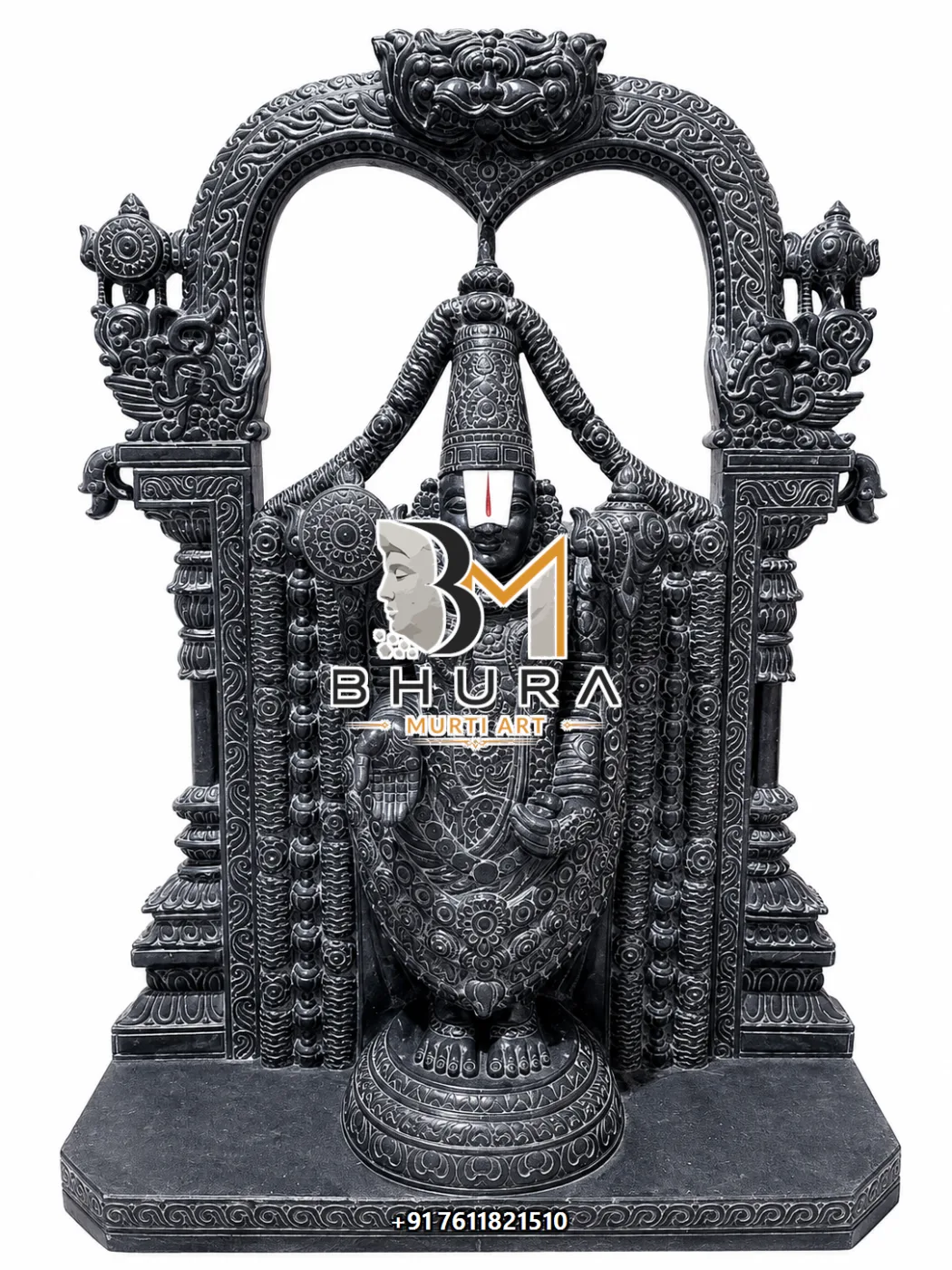 Lord Venkateswara Hand-Painted Murti Collection - handcrafted marble design view 4
