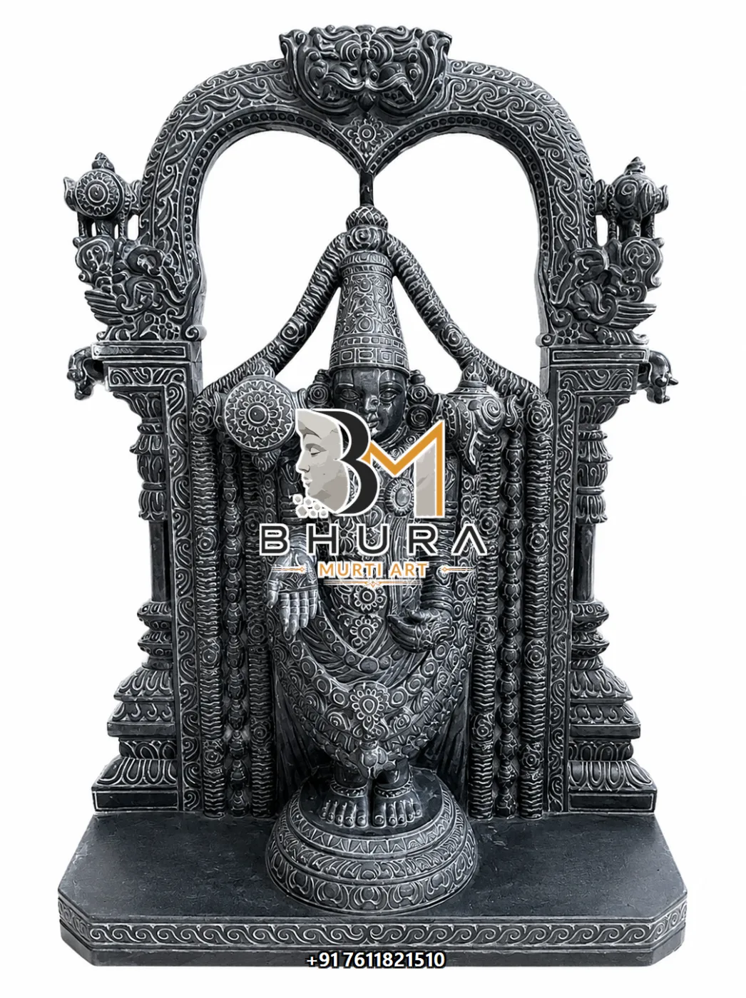 Lord Venkateswara Hand-Painted Murti Collection - handcrafted marble design view 5