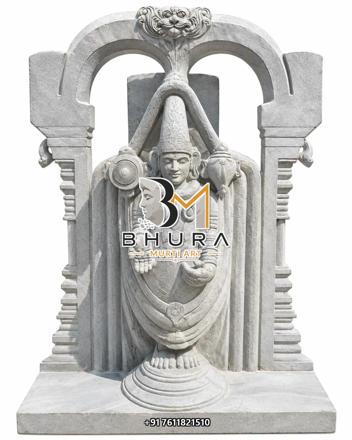 Traditional Tirupati Balaji Marble Idol Collection - handcrafted marble design view 4
