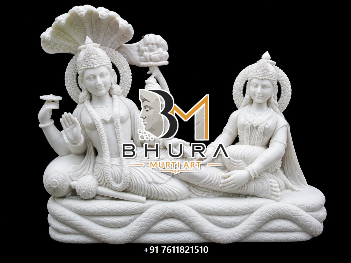Sheshnag Vishnu Laxmi Marble Statue Collection - handcrafted marble design view 2