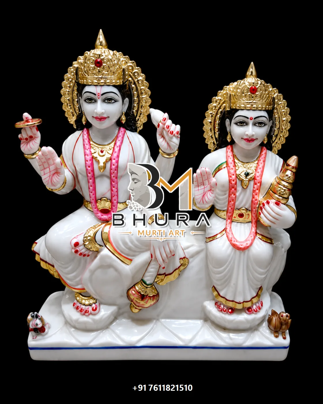 Vaikuntha Vishnu Laxmi Marble Statue Collection - handcrafted marble design view 5