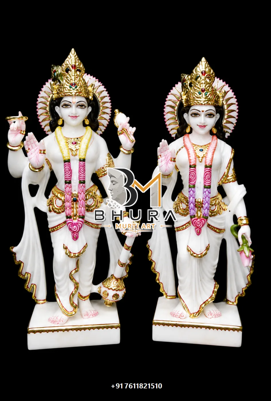 Premium Vishnu Laxmi Marble Statue Collection - handcrafted marble design view 5