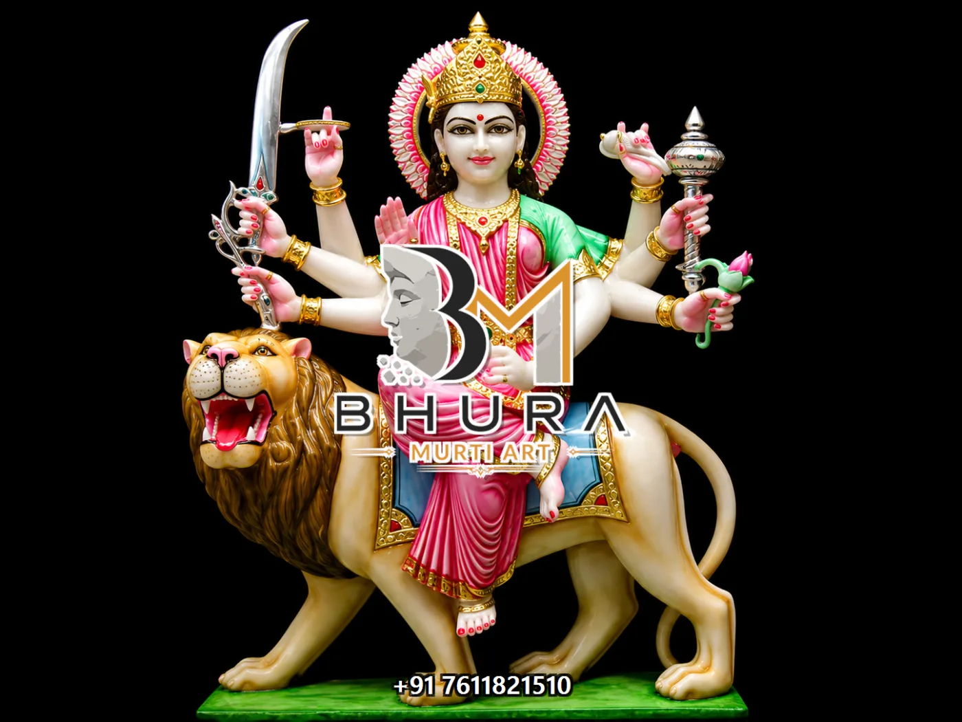 Durga Maa Pink Saree Lion Variant Collection